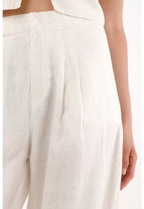 Tennis Pantalón Chino En 100% Lino Crudo Para Mujer