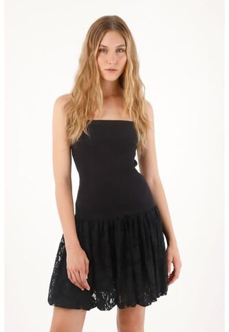 Tennis Vestido Corto Strapless Negro Para Mujer Tennis