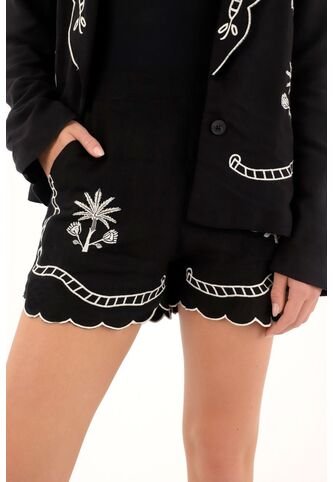 Tennis Bermuda Corta Negra Con Bordados Para Mujer Tennis