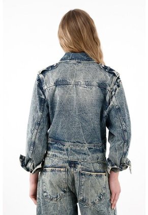 Tennis Chaqueta Crop Con Solapas Asimétricas Azul Para Mujer