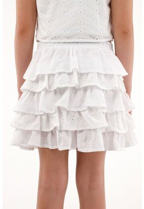 Falda Color Crudo Con Boleros Para Niña