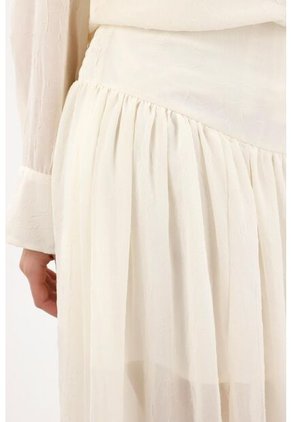 Tennis Falda Larga En Tela Fluida Con Aberturas Crudo Para Mujer