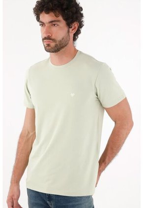Tennis Camiseta Para Hombre De Algodón Verde Regular Fit Con Mini Raquetas Al Pecho