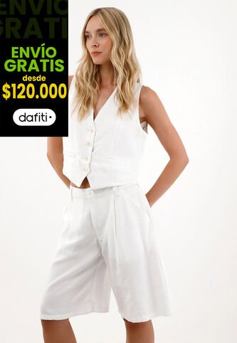 Tennis Bermuda Con Diseño De Prenses Crudo Para Mujer Tennis