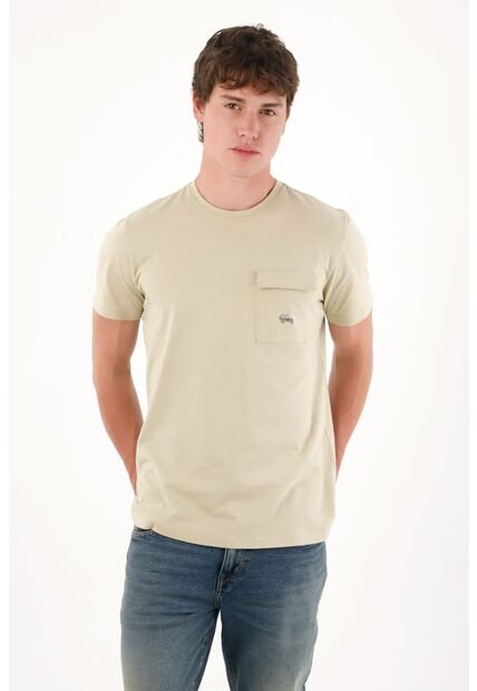 Camiseta Con Bolsillo De Tapa Café Para Hombre