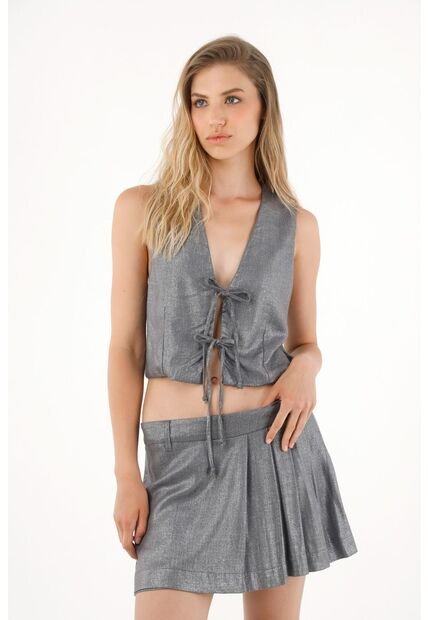 Tennis Chaleco De Escote En V Con Efecto Metalizado Para Mujer