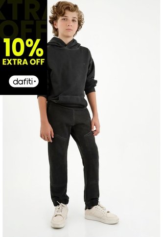 Buzo Tipo Hoodie Negro Para Niño Tennis