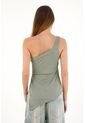 Tennis Camiseta En Rib De Un Solo Hombro Verde Para Mujer de Tennis