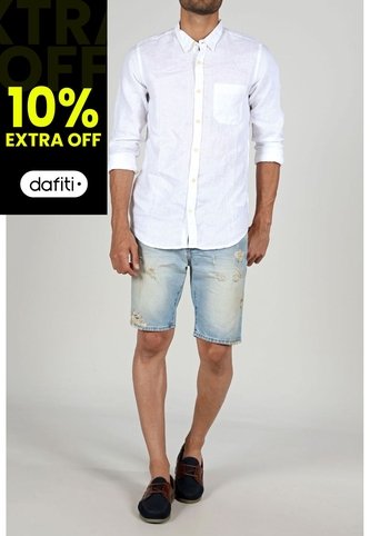 Tennis Camisa Blanca De Lino Para Hombre Tennis