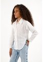 Camisa Clásica Con Ojalillo Blanca Para Niña de Tennis