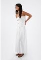 Tennis Vestido Para Mujer Algodón Blanco Midi Sin Tirantes Con Ojalillo de Tennis
