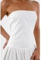 Tennis Vestido Para Mujer Algodón Blanco Midi Sin Tirantes Con Ojalillo de Tennis