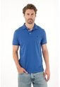 Tennis Polo Slim Fit Azul Licra Para Hombre de Tennis