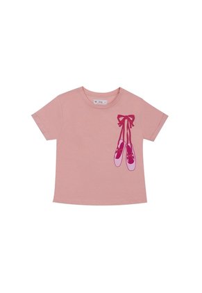 Camiseta Con Estampado Ballet Rosada Para Niña
