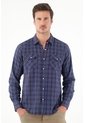 Tennis Camisa A Cuadros Cuello Clásico Azul Para Hombre de Tennis