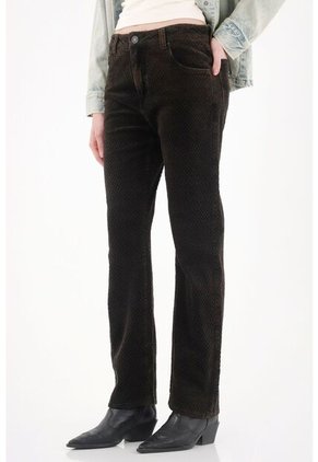 Tennis Jean Recto En Corduroy Con Efecto Vintage Negro Para Mujer