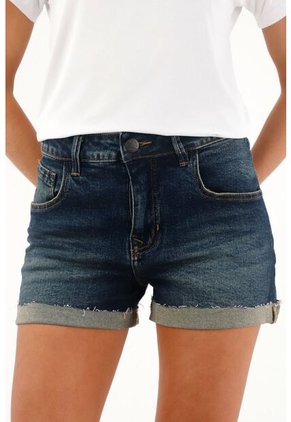 Tennis Bermuda Azul Con Arrugas 3D Para Mujer