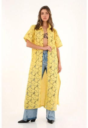 Tennis Kimono Amarillo Con Tela Bordada Para Mujer