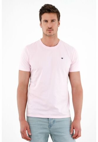 Camiseta Rosada Con Mini Raqueta Bordada Para Hombre Tennis