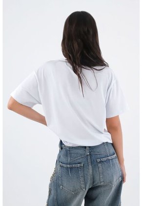 Tennis Camiseta Para Mujer De Algodón Blanca De Fit Relajado Con Escote En V
