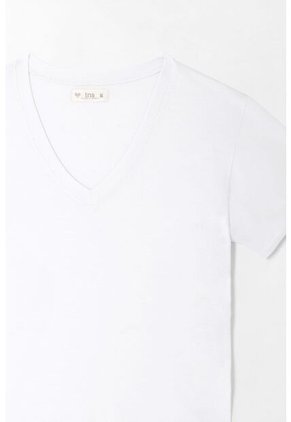 Tennis Camiseta Para Mujer De Algodón Blanca De Fit Relajado Con Escote En V