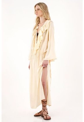 Vestido Largo Con Escote En V Amarillo Para Mujer