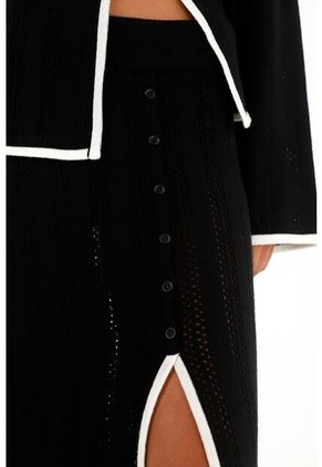 Tennis Falda Negra Midi Tejida Para Mujer