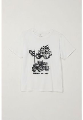 Camiseta Básica Con Estampado Blanca Para Niño