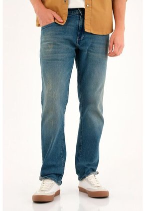 Tennis Jean Recto Tono Medio Con Desgastes Azul Para Hombre