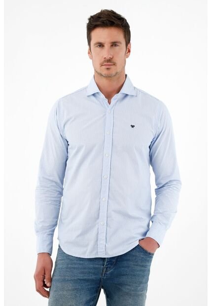 Camisa Con Diseño A Rayas Azul Para Hombre