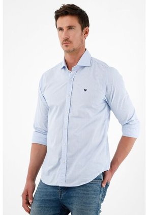 Camisa Con Diseño A Rayas Azul Para Hombre