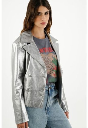 Tennis Chaqueta Tipo Blazer Metálica Para Mujer