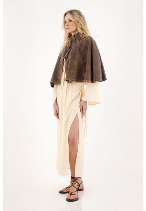 Tennis Abrigo Tipo Capa De Cuello Alto Café Para Mujer