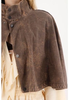 Tennis Abrigo Tipo Capa De Cuello Alto Café Para Mujer