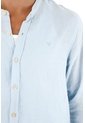 Tennis Camisa En 100% Lino Azul Con Detalle Fruncido Para Hombre de Tennis