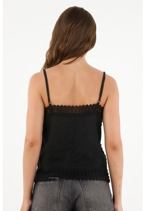 Tennis Camisa Negra Con Encaje Para Mujer