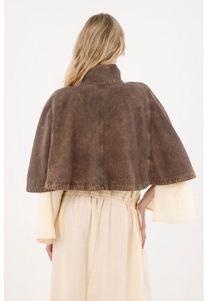 Tennis Abrigo Tipo Capa De Cuello Alto Café Para Mujer