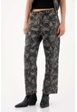 Tennis Jeans Recto De Tiro Medio Con Estampado Floral En Algodón Negro Para Mujer. de Tennis