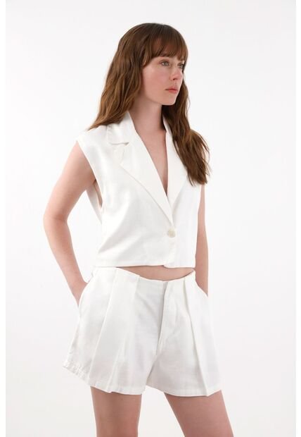 Tennis Chaleco Con Solapa Crudo Para Mujer