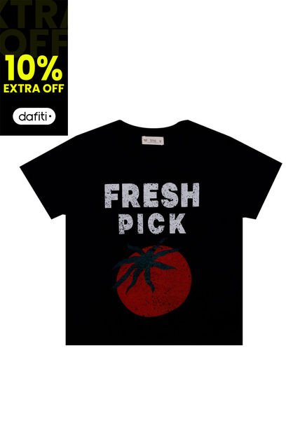 Camiseta Negra Con Estampado Para Mujer