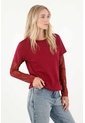 Tennis Camiseta Para Mujer En Algodón Rojo Fit Relajado Con Encaje de Tennis
