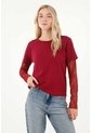 Tennis Camiseta Para Mujer En Algodón Rojo Fit Relajado Con Encaje de Tennis