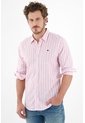 Camisa Rosada Con Diseño Preteñido A Rayas Para Hombre de Tennis