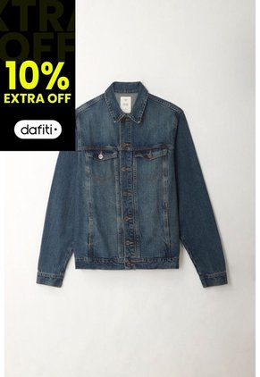 Tennis Chaqueta Denim Fit Recto Con Lavado Medio Desgastado En Algodón Azul Para Hombre