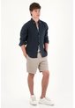 Tennis Camisa En 100% Lino Manga Larga Azul Con Acabado Suave Para Hombre de Tennis