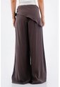 Tennis Pantalón Para Mujer De Tejido Fluido Marrón Palazzo Con Cintura Cruzada de Tennis