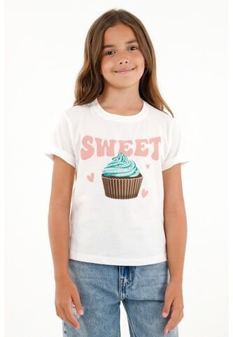 Camiseta Crudo Estampada Para Niña Tennis