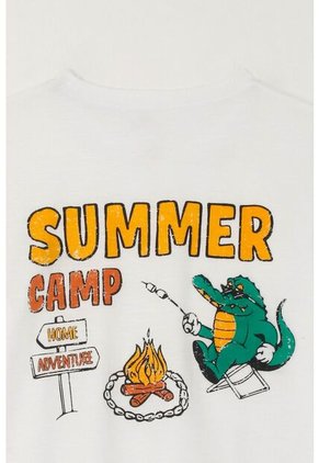 Camiseta Con Estampado Summer Camp Blanca Para Niño