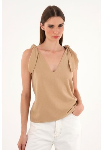 Tennis Camisa Crudo De Escote En V Y Tiras Para Mujer Tennis