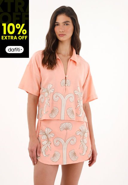 Camisa Con Estampado Especial Rosada Para Mujer
